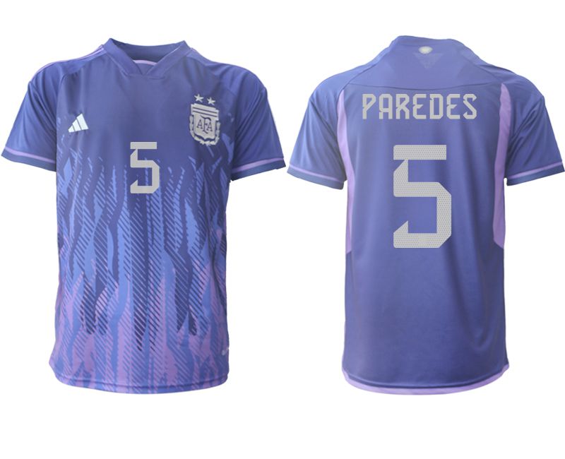 Men 2022 World Cup National Team Argentina away aaa version purple #5 Soccer Jersey->->Soccer Country Jersey